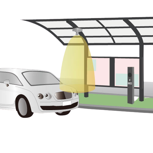 Drive-through vehicle passing detection image-Also for airflow management, truck berths, and drive-through | Vehicle detection sensor HM-UX2/UW2